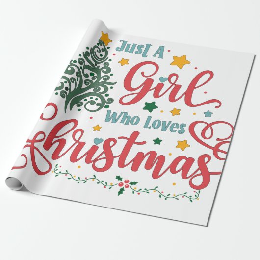 クリスマスが大好きな女の子 ラッピングペーパー (アンロールド)