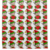 "クリスマスが大好き"エルフ シャワーカーテン (正面)