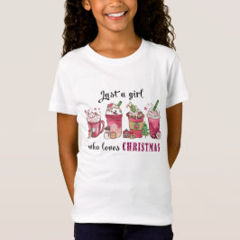 クリスマスが好きな女の子のためのおしゃれなカフェっぽいTシャツ Tシャツ