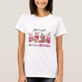 クリスマスが好きな女の子のコーヒー おもしろい トレンディー Tシャツ (正面)