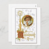 クリスマスが幸せなヴィンテージになることビクトリアンを シーズンポストカード (正面/裏面)