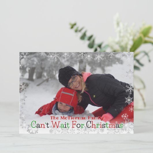 クリスマスが待ちきれない - 雪の結晶の写真カード シーズンカード (スタンド正面)