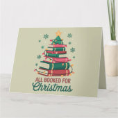 クリスマスが本でいっぱい！図書館員・本好きの木 カード (正面)