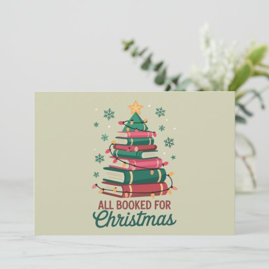 クリスマスが本でいっぱい！図書館員・本好きの木 シーズンカード (スタンド正面)