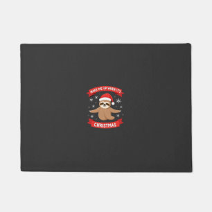 クリスマスが来たら起こして Funny Sloth Xmas ドアマット