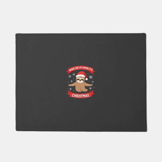 クリスマスが来たら起こして Funny Sloth Xmas ドアマット (正面)