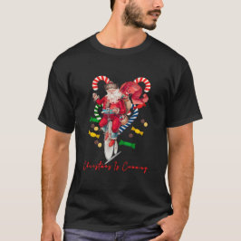 クリスマスが来る サンタのキャンディケーンの王座 Tシャツ
