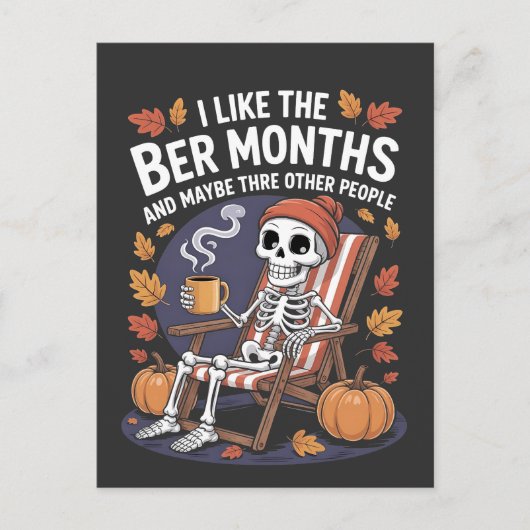 クリスマスが楽しい骸骨のハロウィーンと感謝祭のユーモア インビテーションポストカード (正面)