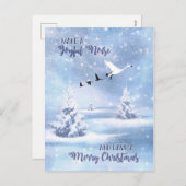 クリスマスが楽しく騒ぐ雪ガチョウ シーズンポストカード (正面/裏面)
