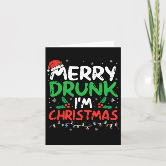 クリスマスが楽しみで酔っ払っちゃう サンタさんの冗談 カード (正面)