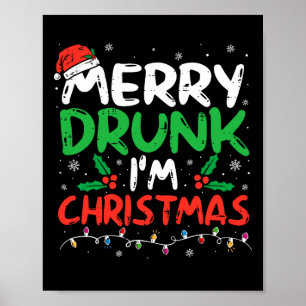 クリスマスが楽しみで酔っ払っちゃう 面白いサンタのジョーク クリスマス ポスター