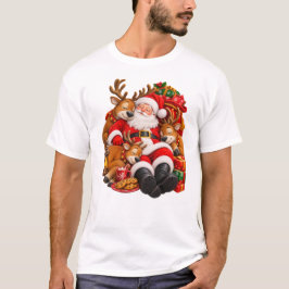 クリスマスが終わって休息するサンタとトナカイ Tシャツ