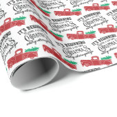 クリスマスが近づいてきた　赤いトラックのクリスマス ラッピングペーパー (ロールコーナー)