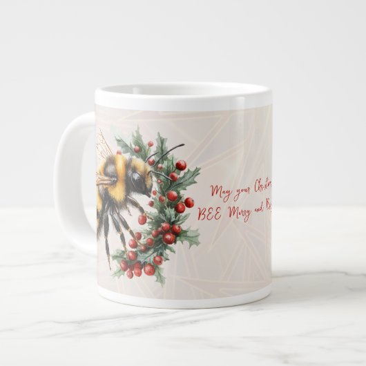 クリスマスがBEEメリーマイブライトに ジャンボコーヒーマグカップ (正面左)