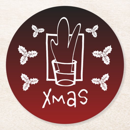 クリスマスきらめくガラス ラウンドペーパーコースター (正面)