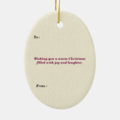 クリスマスきらめくグリッターブラックカスタム セラミックオーナメント (裏面)