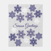 クリスマスきらめくネイビーブルー雪 フリースブランケット (正面)