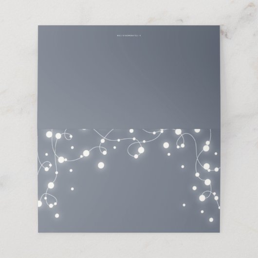 クリスマスきらめく折り畳み青グレー プレイスカード (外部開封)