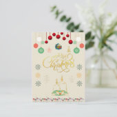 クリスマスきらめく飾りカード ポストカード (スタンド正面)