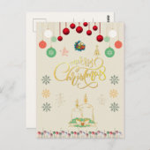 クリスマスきらめく飾りカード ポストカード (正面/裏面)
