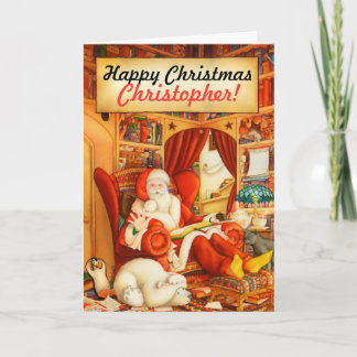 クリスマスくまおよびサンタのカスタムのクリスマス シーズンカード