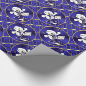 クリスマスくまの青および金ゴールドの包装紙 ラッピングペーパー (角)