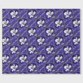 クリスマスくまの青および金ゴールドの包装紙 ラッピングペーパー (フラット)