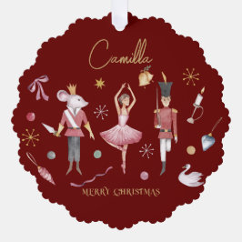 クリスマスくるみ割りお洒落バレリーナ子供の名前 オーナメントカード