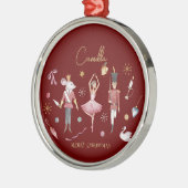 クリスマスくるみ割りお洒落バレリーナ子供の名前 メタルオーナメント (左)