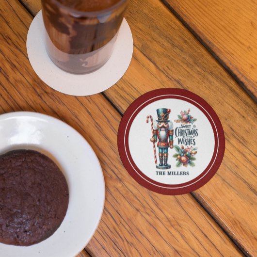 クリスマスくるみ割りキャンディーケーンのクリスマスウィッシュ コースター