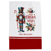 クリスマスくるみ割りキャンディーケーンのクリスマスウィッシュ ミディアムペーパーバッグ (正面)