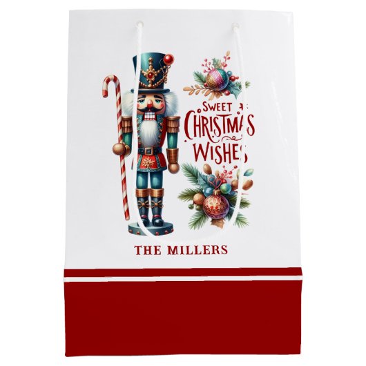 クリスマスくるみ割りキャンディーケーンのクリスマスウィッシュ ミディアムペーパーバッグ (裏面)