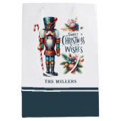 クリスマスくるみ割りキャンディーケーンのクリスマスウィッシュ ミディアムペーパーバッグ (正面)