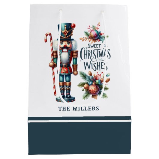 クリスマスくるみ割りキャンディーケーンのクリスマスウィッシュ ミディアムペーパーバッグ (裏面)