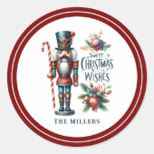 クリスマスくるみ割りキャンディーケーンのクリスマスウィッシュ ラウンドシール (正面)