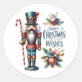 クリスマスくるみ割りキャンディーケーンのクリスマスウィッシュ ラウンドシール (正面)