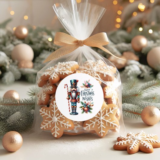 クリスマスくるみ割りキャンディーケーンのクリスマスウィッシュ ラウンドシール