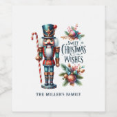 クリスマスくるみ割りキャンディーケーンのクリスマスウィッシュ ワインラベル (シングルラベル)