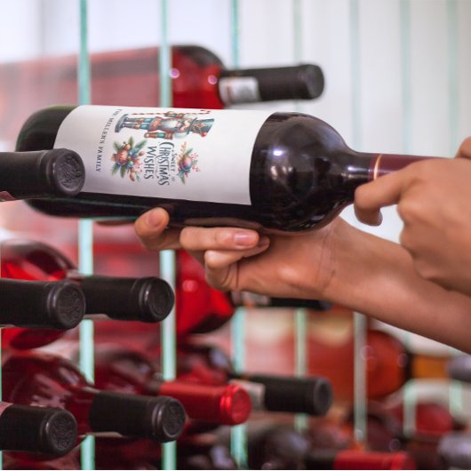 クリスマスくるみ割りキャンディーケーンのクリスマスウィッシュ ワインラベル