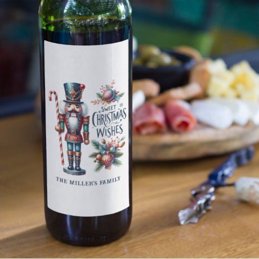 クリスマスくるみ割りキャンディーケーンのクリスマスウィッシュ ワインラベル
