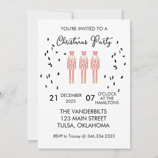 クリスマスくるみ割りギンガム招待状 招待状 (正面)