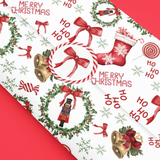 クリスマスくるみ割りストッキングレッドティッシュペーパー 薄葉紙