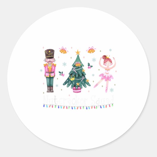 クリスマスくるみ割りバケットバレエダンス女性子供 ラウンドシール (正面)