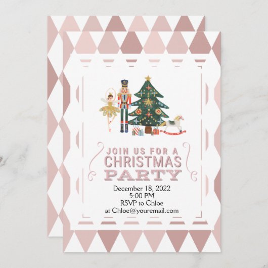 クリスマスくるみ割りバレエパーティの招待状 招待状 (正面/裏面)