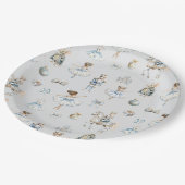 クリスマスくるみ割りパターン水色 ペーパープレート (アングル)