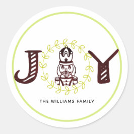 クリスマスくるみ割りパーソナライズされたの喜び ラウンドシール