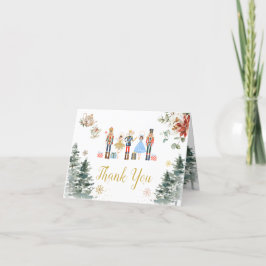 クリスマスくるみ割りブライダルシャワーお茶の折り畳み サンキューカード