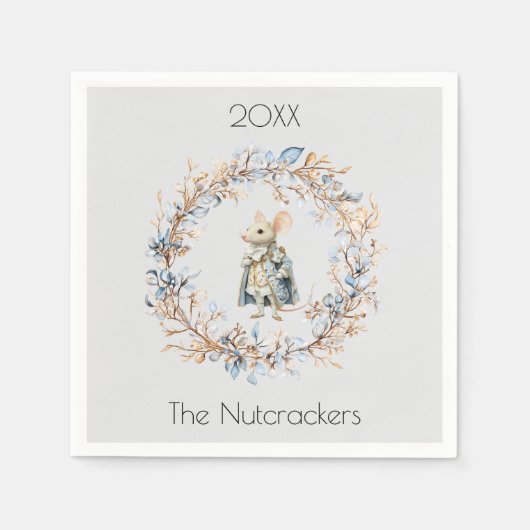 クリスマスくるみ割りマウスキング水色 スタンダードカクテルナプキン (正面)