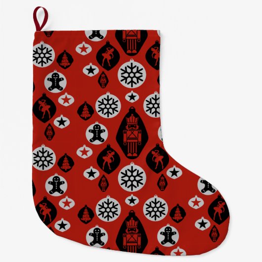 クリスマスくるみ割り器の小石 ラージクリスマスストッキング (正面)