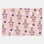 クリスマスくるみ割り姿手描きピンク ラッピングペーパーシート (正面)